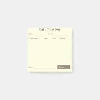 Bloco de Notas de Registro de Tempo de Trabalho – 