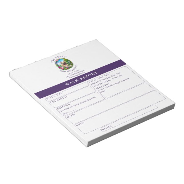 Bloco de Notas de Relatório de Passeador de Cães - (Inclinado)