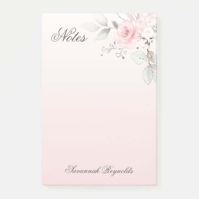 Bloco de Notas de ROSAS FLORAL PINK de Nome Person (Frente)