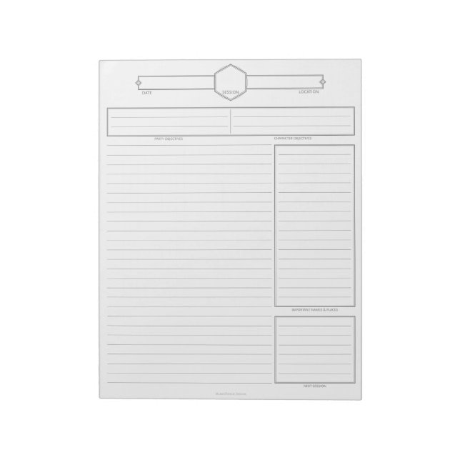 Bloco de Notas de Sessão de Jogo de D&D (Invertido)