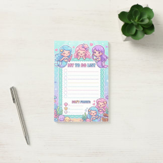 Bloco de Notas de Tarefas da Sereia Kawaii Debaixo