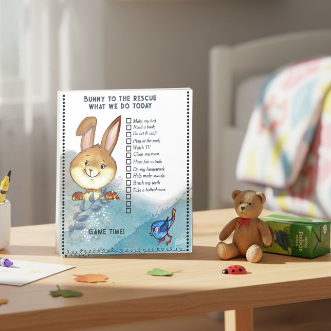 Bloco de Notas de Tarefas do Coelho Caprichoso par (Whimsical Bunny Chore Chart Notepad | Kids )