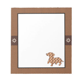 Bloco de Notas de Tricô Marrom Xadrez Dachshund