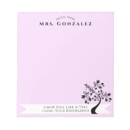 Bloco De Notas De Volta À Escola Professora Boho Floral Tree Pers