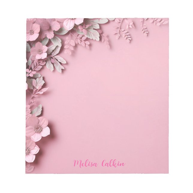 Bloco De Notas Decoração das flores rosa com fundo rosa (Frente)