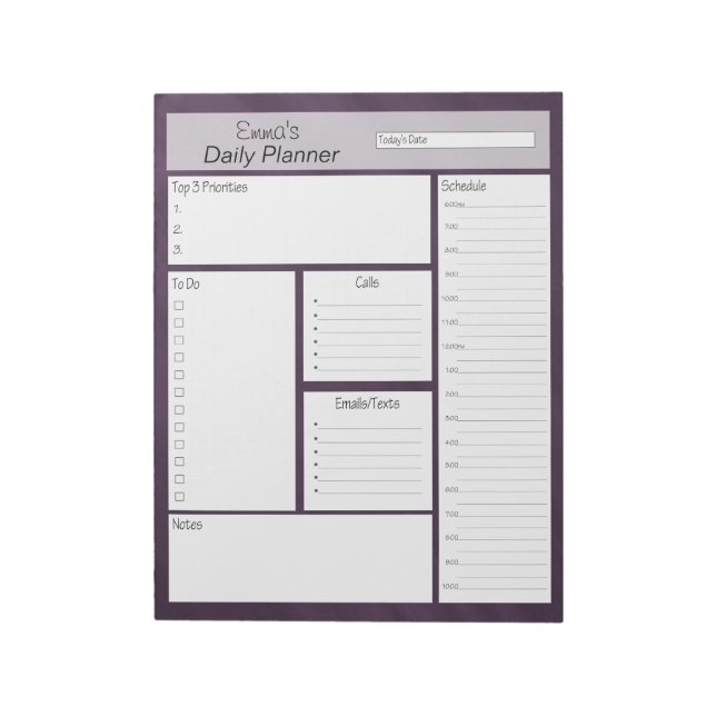 Bloco De Notas Deep Purple Daily Planner (Invertido)