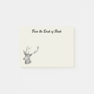Bloco De Notas Deer Buck Head com Antlers Black and White Art