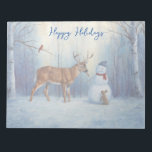 Bloco De Notas Deer & Funny Snowman Christmas<br><div class="desc">Um galo branco entorta o nariz da cenoura de um boneco de neve de Natal, já que um coelhinho bonitinho implora ao veado para compartilhar uma peça. Mas ele realmente pertence ao boneco de neve, não é? Trabalho de arte realista criada de uma pintura original de óleo por vida selvagem...</div>