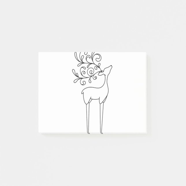 Bloco De Notas Deer Line Art Outline Reindeer (Frente)