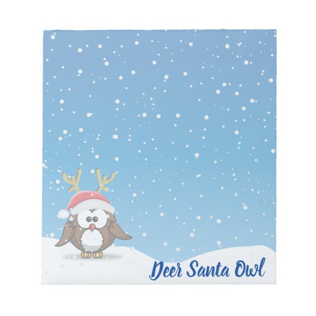 Bloco De Notas Deer Papai noel Owl (Frente)