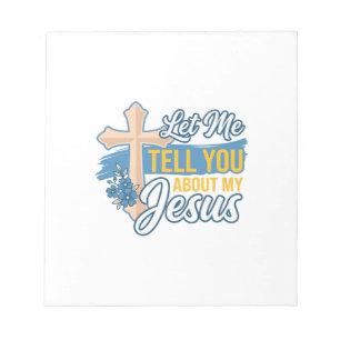 Bloco De Notas Deixe-me contar sobre a minha camiseta cristã Jesu