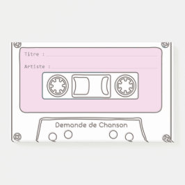 Bloco De Notas Demande de Musique "Cassette"