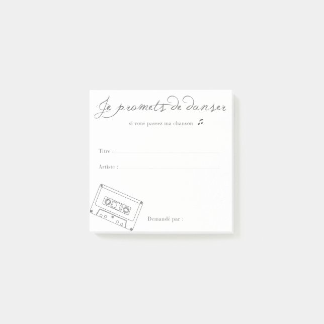 Bloco De Notas Demande Musique "Je te promets de danser" (Frente)