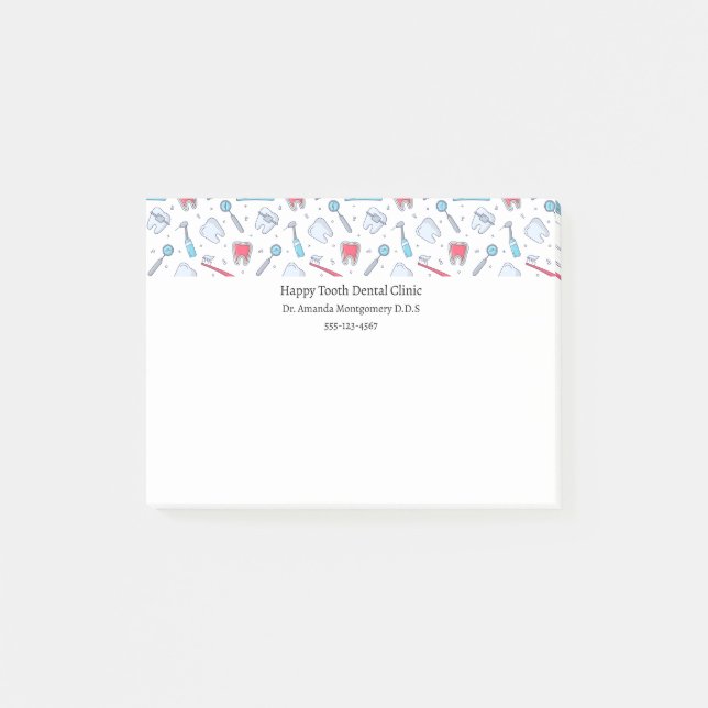 Bloco De Notas Dentes e ferramentas Dentista de padrão dentário (Frente)