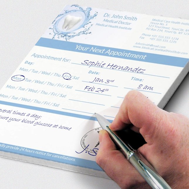 Bloco De Notas Dentista Dental Dental Tooth Water Medical Appelti (Criador carregado)