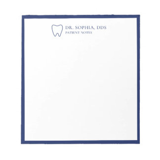 Bloco De Notas Dentista Personalizado Minimalista Dente Azul
