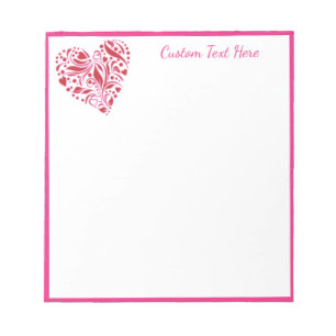 Bloco De Notas Desdecorativo Romântico Vermelho Rosa, Personaliza