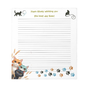 Bloco De Notas Desejando o Melhor Dia de Todos Gato Curioso com L