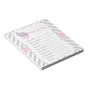 Bloco De Notas Desejos cor-de-rosa e cinzentos bonito do bebê do