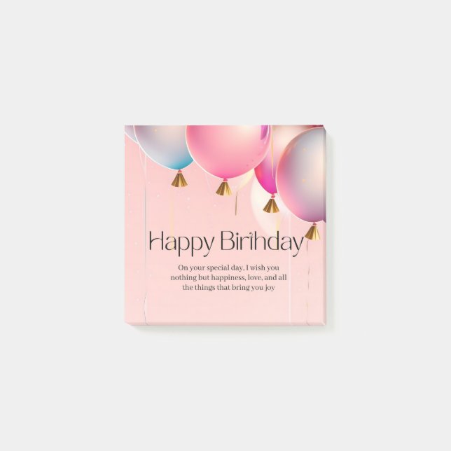 Bloco De Notas Desejos de Aniversário Rosa (Frente)
