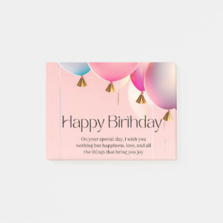 Bloco De Notas Desejos de Aniversário Rosa