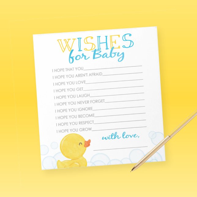 Bloco De Notas Desejos para Aconselhamento sobre Chá de fraldas d (Wishes For Baby Watercolor Rubber Duck Answer Sheets Pack of 40)