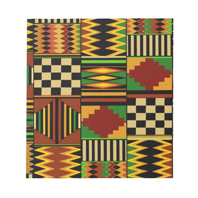 Bloco De Notas Desenho Africano de Tecido Kente Real (Frente)