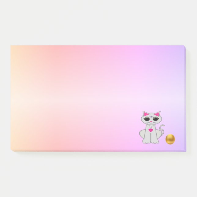 Bloco De Notas Desenho animado de gato fofo em cores pastéis (Frente)