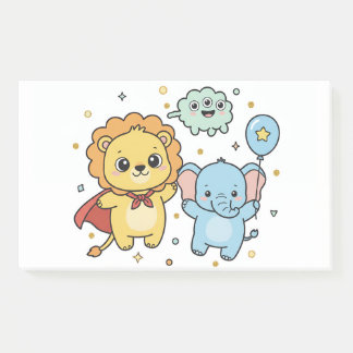 Bloco De Notas Desenho animado de leão e amigos elefantes super-h