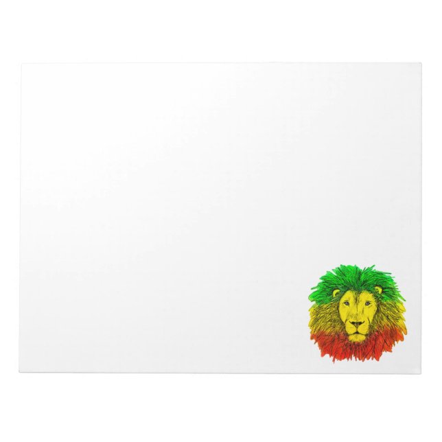 Bloco De Notas Desenho da cabeça de leão Rasta vermelho amarelo v (Frente)