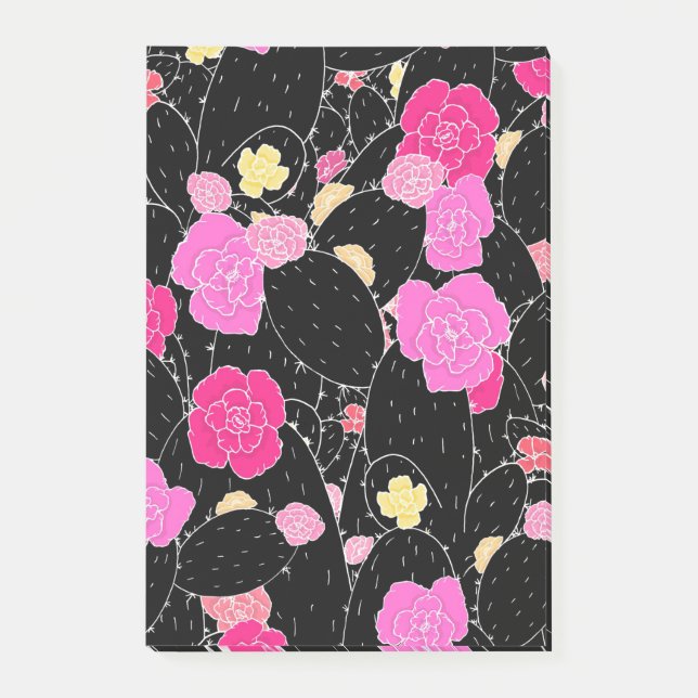 Bloco De Notas Desenho de Arte de Flor Cactus (Frente)