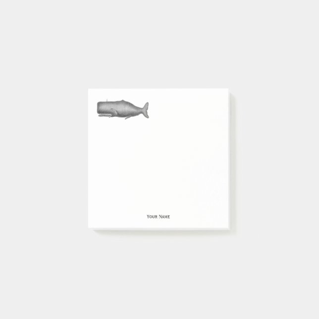 Bloco De Notas Desenho de baleia do século XIX (Frente)