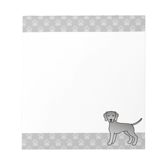 Bloco De Notas Desenho de cachorro de desenho animado fofo Weimar (Frente)
