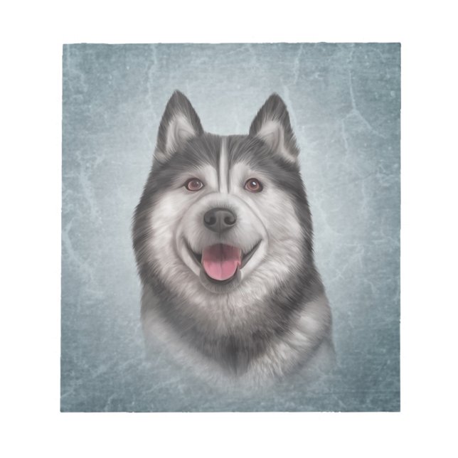 Bloco De Notas Desenho de Cachorro do Alasca Malamute (Frente)