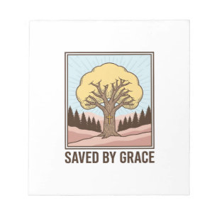 Bloco De Notas Desenho de camiseta vintage de árvore cristã salva