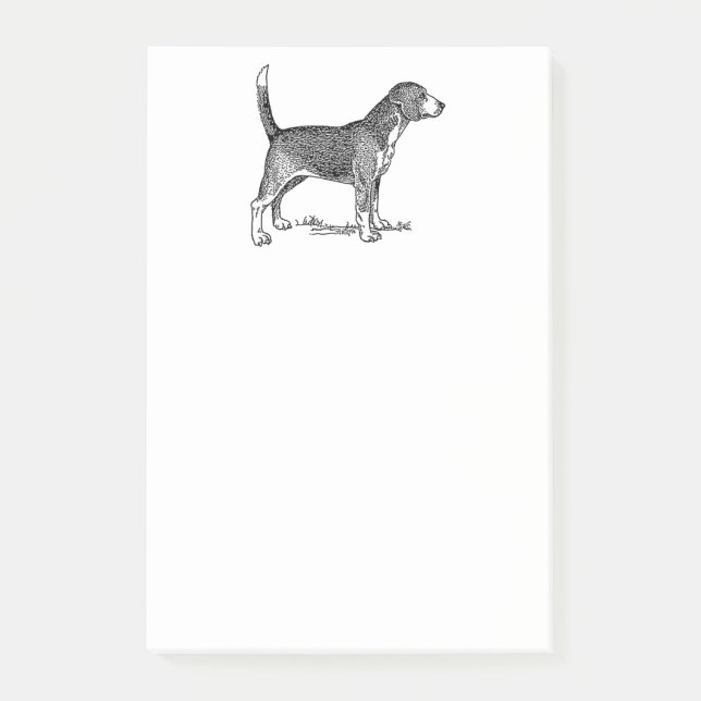 Bloco De Notas Desenho De Cão Elegante De Beagle Cute (Frente)