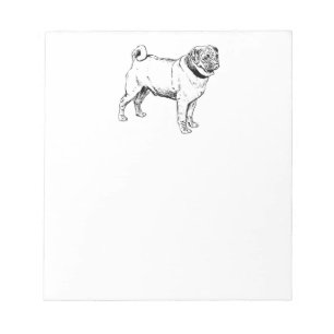 Bloco De Notas Desenho De Cão Elegante De Pug Cute