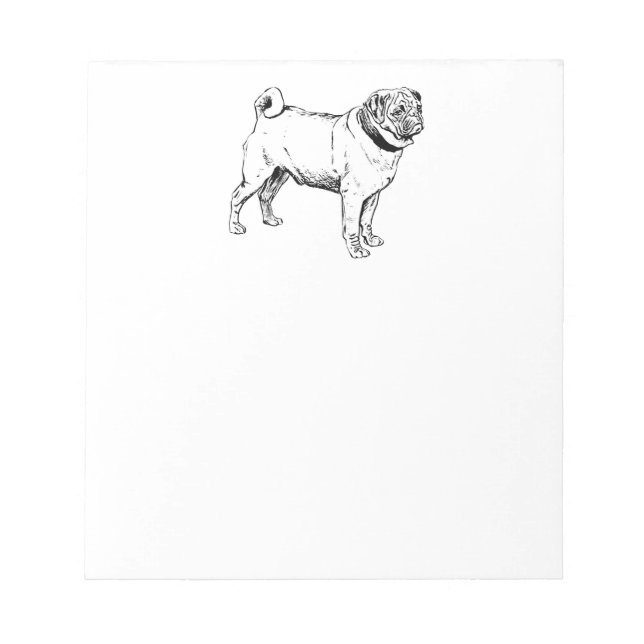 Bloco De Notas Desenho De Cão Elegante De Pug Cute (Frente)