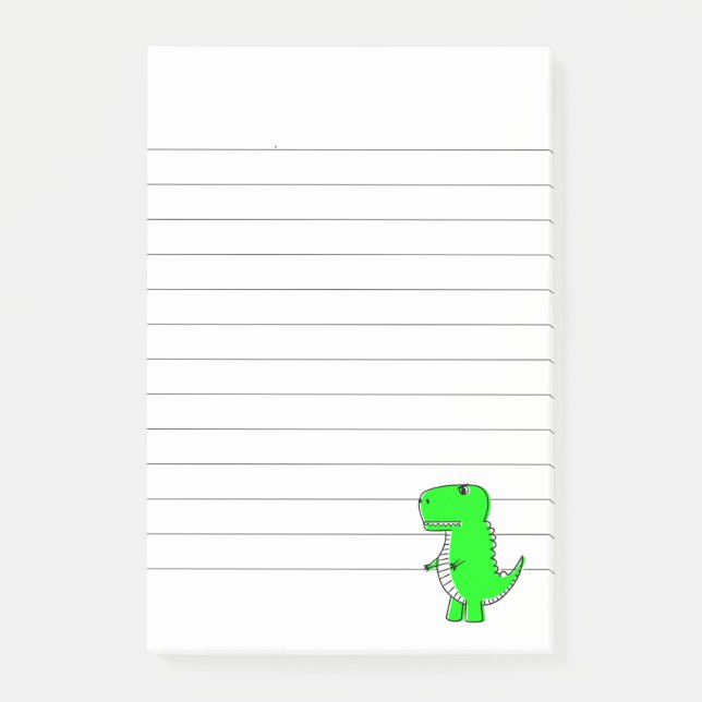 Bloco De Notas Desenho de Dinossauro Verde Vinculado (Frente)