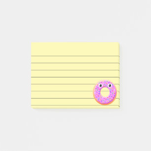 Bloco De Notas Desenho de Donut Com Olhos e Confeitos Loteado 4x3