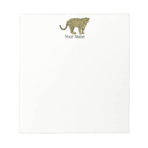 Bloco De Notas Desenho de Gato Malhado Leopardo Onça Vintage