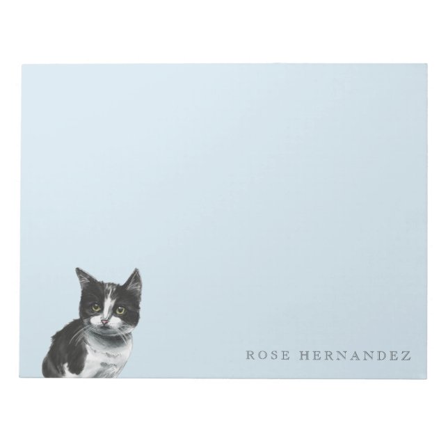 Bloco De Notas Desenho de Kitten Preto e Branco (Frente)