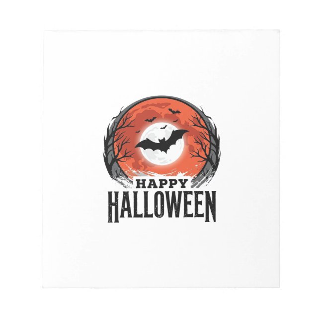 Bloco De Notas Desenho de Morcego de Halloween Antigo sob a Lua_1 (Frente)