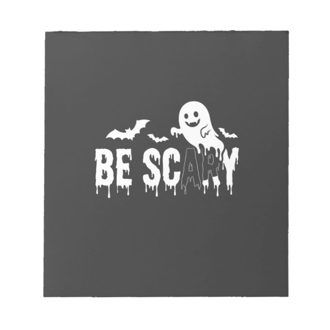 Bloco De Notas Desenho de Morcego Fantasma de Halloween Assustado (Frente)