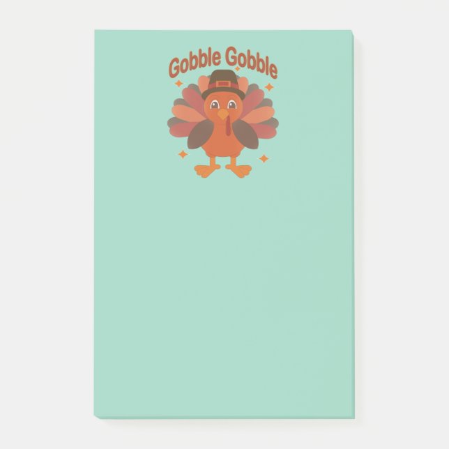 Bloco De Notas Desenho de peru de Ação de Graças fofo – “Gobble G (Frente)
