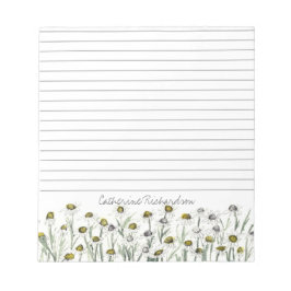 Bloco De Notas Desenho de Planta Medicinal Flor de Camomila Lined
