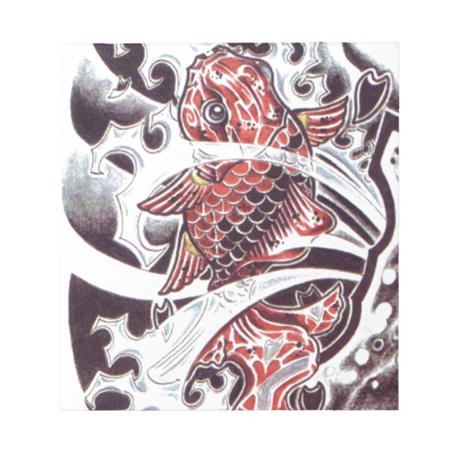 Bloco De Notas Desenho de Tatuagem Koi Vermelho (Frente)
