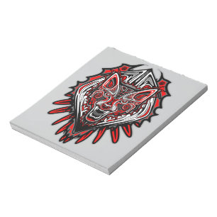 Bloco De Notas Desenho de Totem Tribal Haida de Lobo