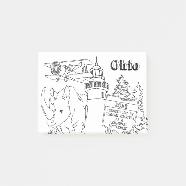 Bloco De Notas Desenho de Viagens de Arte de Férias de Ohio (Frente)
