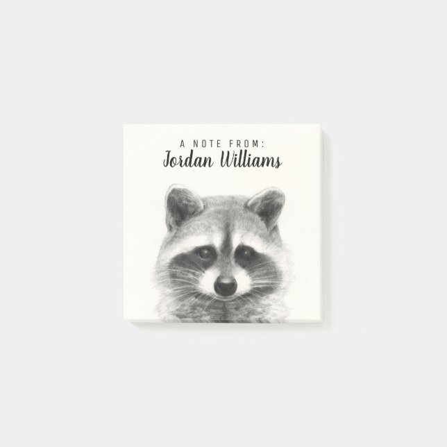 Bloco De Notas Desenho do Lápis de Raccoon (Frente)